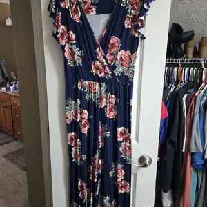 Navy Floral Wrap Jumper- Classic Women's Summer Jumper